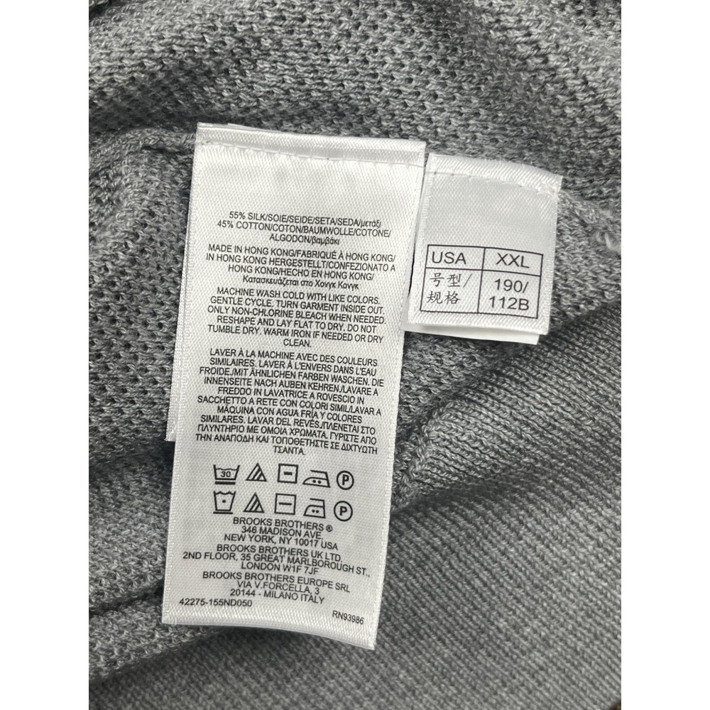 Brooks Brothers Sweater Men's XXL Gray Pullover Silk Cotton Italian Yarn NEW - Picture 5 of 12